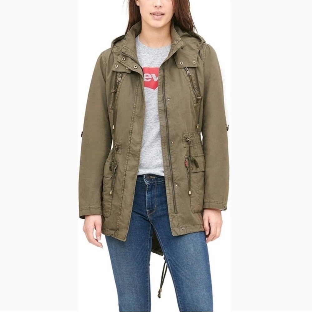 Levi's Women's Lightweight Fishtail Hooded Anorak Jacket - Khaki/Army Green xxl